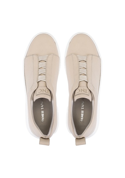 Tamer Tanca Erkek Hakiki Deri Bej Floter Sneakers & Spor Ayakkabı 1163 2526 Erk Ayk Y26 Bej Fltr