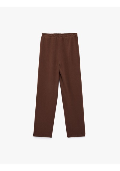 Koton Modal Karışımlı Beli Lastikli Geniş Paça Pantolon Kahverengi 6skg40130ak Kahve