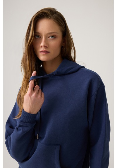 Los Ojos Lacivert Geniş Kalıp Kapüşonlu Sweatshirt Hooded Sweat Lacivert Lacivert