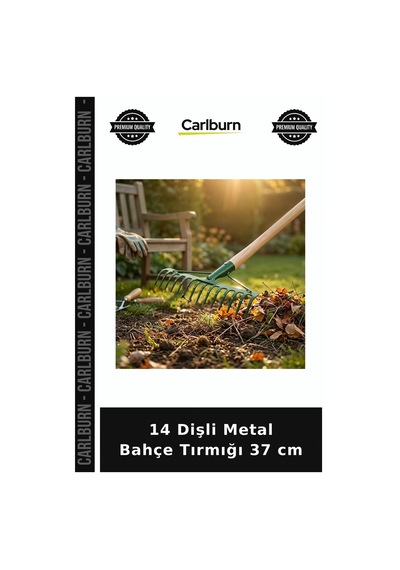 Özel Üretim Yaprak Toplama 14 Dişli Metal Bahçe Tırmığı - 37 Cm Genişlik - Dayanıklı Yapı