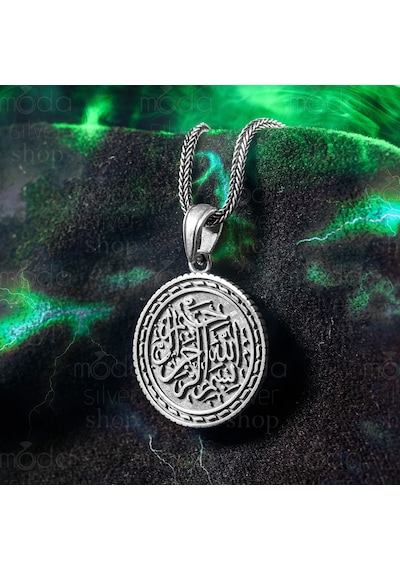 Modasilvers 925 Ayar Gümüş Besmele Yazılı Erkek Kolye Gümüş