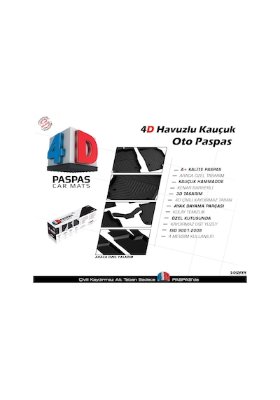 Ford Tourneo Courier 4d Havuzlu Paspas 2024 Üzeri A+ Kalite