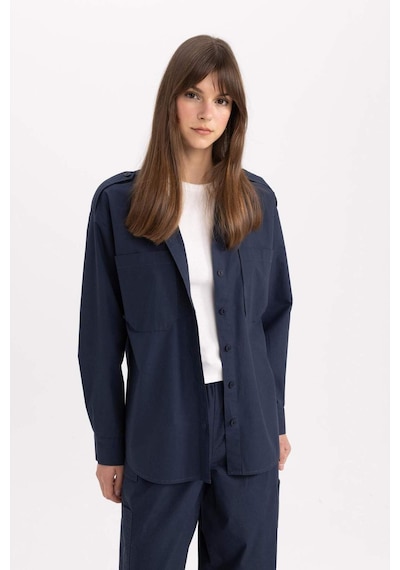 DeFacto Relax Fit Poplin Uzun Kollu Tesettür Gömlek Tunik C2145AX24SPNV243