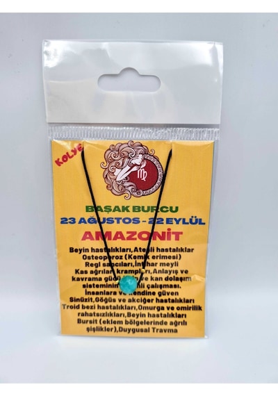 Sertifikalı Başak Burcu Amazonit Taşı Doğal Taş Kolye Çok REnkli
