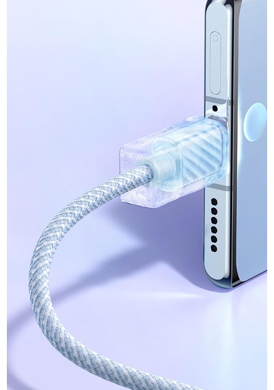 Ca-3671 Crystal Serisi Type-c Type-c 100w Pd Hızlı Şarj Ve Örgü Kablo Mavi 1.2m