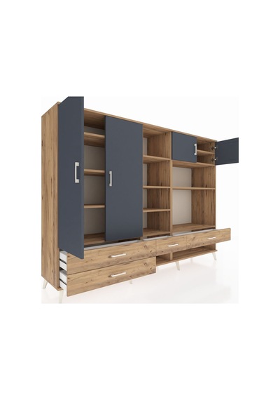 Hyperion Dolap 12 Raflı 4 Çekmeceli 4 Kapaklı 220x44x163 Çam-antr Çam-antrasit/çam Hyperion Dolap 12 Raflı 4 Çekmeceli 4 Kapaklı 220x44x163 Çam-antr Çam-antrasit/çam