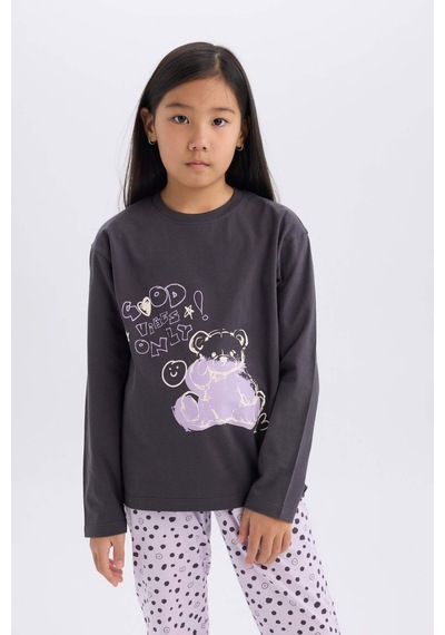 DeFacto Kız Çocuk Pijama Takımı Baskılı Uzun Kollu Üst Esnek Belli Desenli Uzun Alt E0532A825SPAR126 Antrasit DeFacto Kız Çocuk Pijama Takımı Baskılı Uzun Kollu Üst Esnek Belli Desenli Uzun Alt E0532A825SPAR126 Antrasit