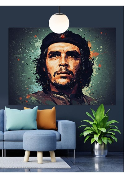 Küba Lideri Che Guevara Portresi Dekoratif Kanvas - Mdf Ahşap Tablo