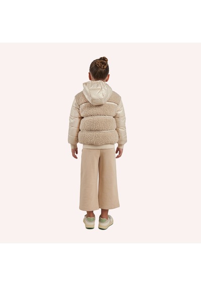 Kız Çocuk Pelüş Detaylı Bej Şişme Mont 7755782