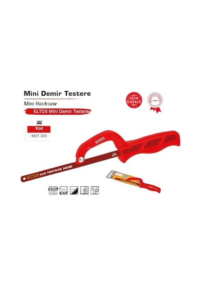 Mini Demir Testere, 30 Cm Değiştirilebilir Bıçaklı, Plastik Saplı, Ahşap, Pvc, Metal, Plastik Kesimi, Dar Alanlar