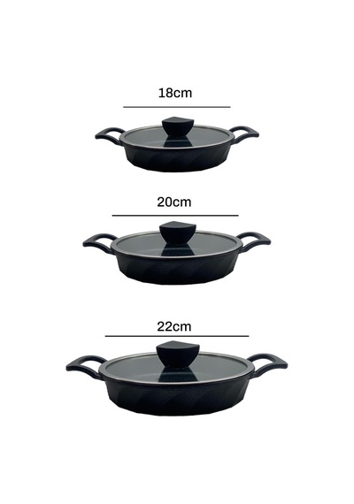 Vento 6 Parça Yanmaz Yapışmaz Titanyum Kaplama Sahan Seti 18-20-22 Cm Siyah