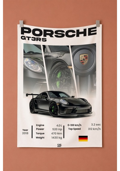Gt3rs Porsche Dekoratif Duvar Örtüsü Duvar Halısı Reaste