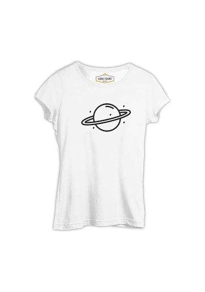 Saturn Iı Logo Beyaz Kadın Tshirt