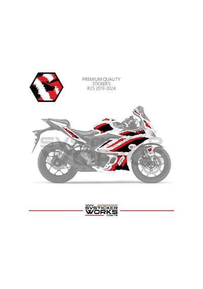 Yamaha R25 Kaplama Sticker Air Brush Motor Kaplama Modeli Hazır Kit 2019 / 2024 Uyumlu Kırmızı