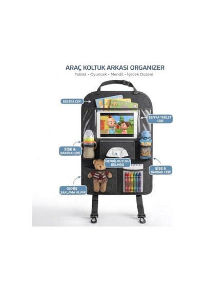 Araç İçi Koltuk Arkası Organizer Koruyucu Kılıf Eşya Düzenleyici Tablet Tutucu Organizer Tek Ebat Genel