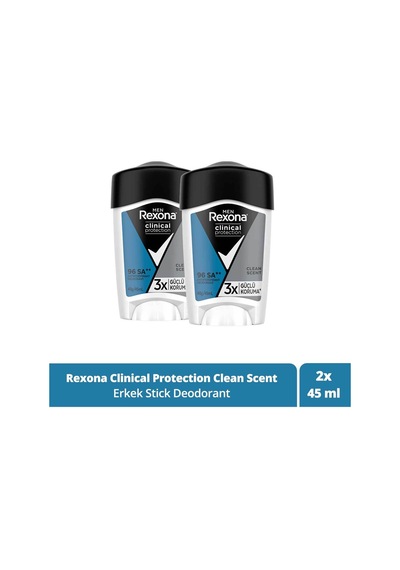 Men Clinical Protection Erkek Stick Deodorant Clean Scent 3x Güçlü Koruma 45 Ml X2