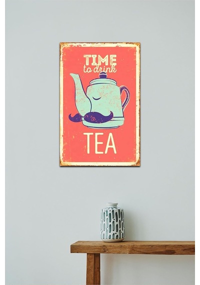 Time To Drink Tea Retro Vintage Drtr0126 Ahşap Mdf Tablo