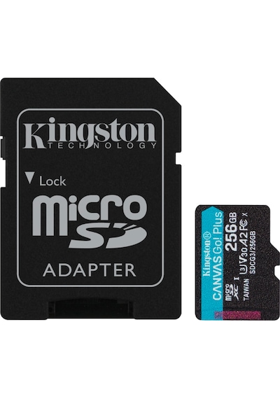 Kingston Canvas Go Plus SDCG3/256GB 256 GB MicroSDXC Class 10 UHS-I U3 V30 Hafıza Kartı + Adaptör