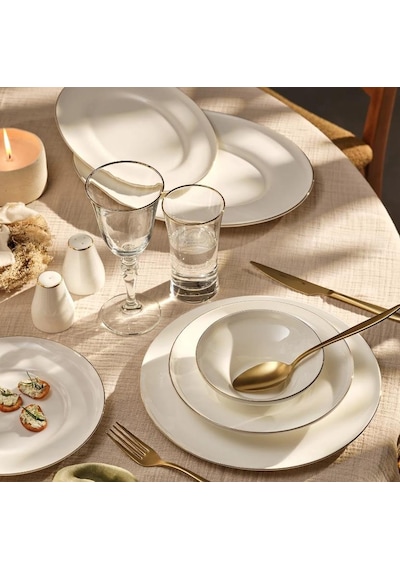 Emsan Alicia Gold 60 Parça Fıne Bone Yemek Takımı Beyaz