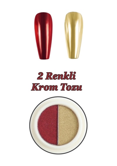 Krom Tozu 2 Renk Nail Art Ayna Tozu İnci Tozu Kullanımı Kolay 5-1