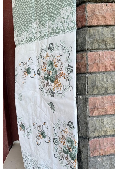 Çift Kişilik Çok Amaçlı Pike, Yazlık Pike, Desenli Pike, Yatak Örtüsü 195x220cm Yeşil