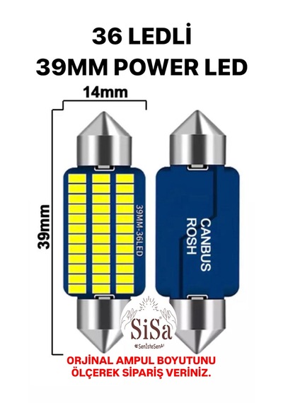 39mm Sofit Led C5w Canbus Tavan Plaka Ampul 1 Takım