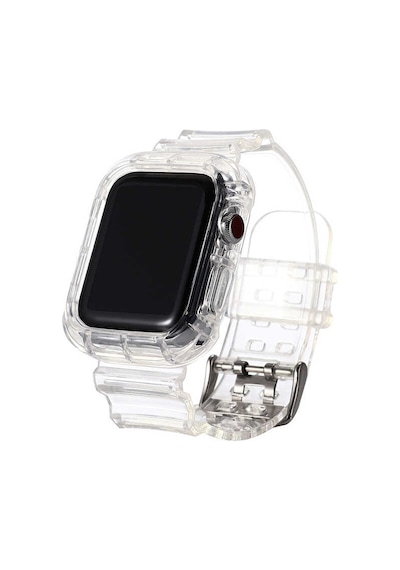 Ekılıf - Apple Uyumlu  Watch 44mm - Kordon Silikon Kordon Krd-27 - Şeffaf