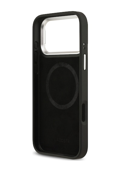 Apple Uyumlu iPhone 17 Pro Max Kılıf Lacoste Lisanslı M-safeli Pu Pike Desen Standlı Metal Logo Kapak Koyu Yeşil Koyu Yeşil