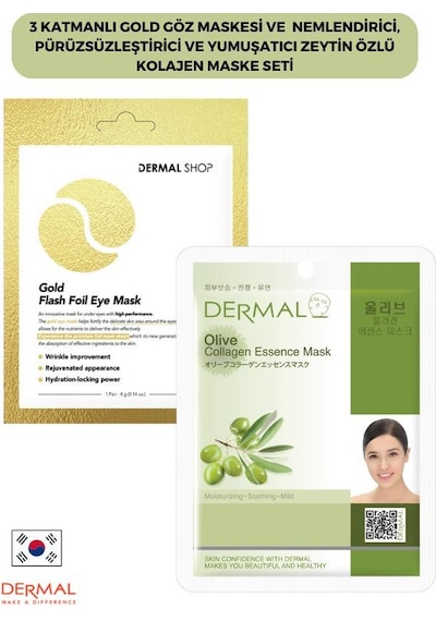 Dermal 3 Katmanlı Gold Göz Maskesi + Zeytin Özlü Kolajen Maskesi 23 G