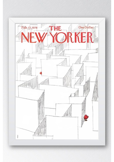 The New Yorker Çerçeveli Tablo February 13 1978 - Sevgililer Günü Labirenti Tablosu