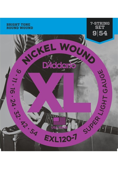 D'addario Exl120-7 Xl Nickel Serisi Elektro Gitar Tel Seti Super Light - 09-54 - 7 Telli