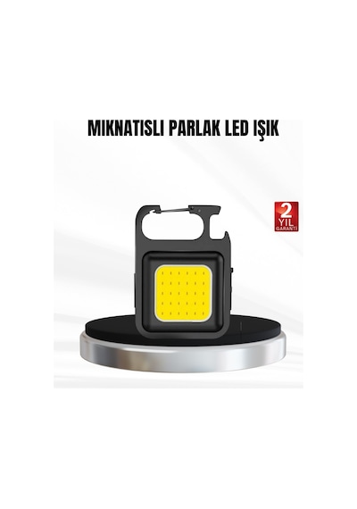 Şarjlı Cob Led Anahtarlık Fener 4 Modlu, Manyetik Ve Katlanabilir Standlı