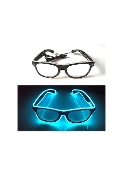 Schulzz Neon LED Mavi Işıklı Kumandalı ve 3 Modlu Parti Gözlük