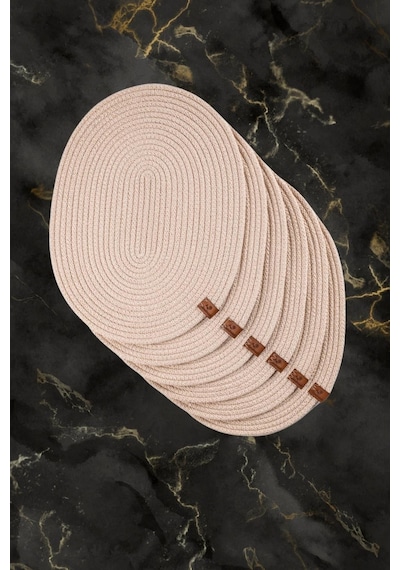 Vos Versa Amerikan Servis Tekli Supla Lux Sunum Tabak Altlığ - Oval Bej Vvhm0037-394 - Bej