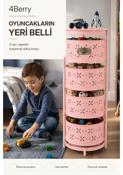 4 Katlı Metal Çok Amaçlı Oyuncak Dolabı Mutfak Sebzelik, Oyuncak, Banyo Ve Ev Organizeri Pembe 4 Katlı Metal Çok Amaçlı Oyuncak Dolabı Mutfak Sebzelik, Oyuncak, Banyo Ve Ev Organizeri Pembe
