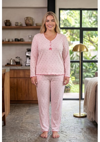 Seboteks Raporlu İnterlok Kumaş Yakası Düğmeli Kışlık Büyük Beden Kadın Pijama Takımı 2900 Pembe Seboteks Raporlu İnterlok Kumaş Yakası Düğmeli Kışlık Büyük Beden Kadın Pijama Takımı 2900 Pembe