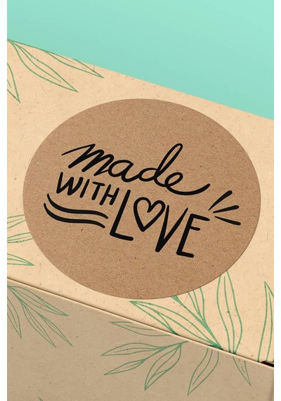 Kraft Kalpli Made With Love Sticker 3x3cm St2295 Çok Renkli