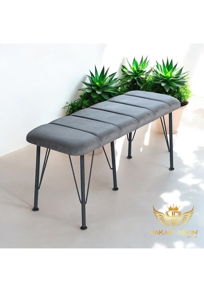 By Hakan Aşkın Antrasit Renk Metal Ayaklı Line Style 2025 Babyface Puf & Bench Koyu Füme Koyu Füme Bbf