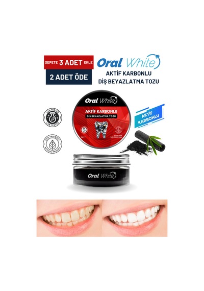 Oral White Aktif Karbonlu Diş Beyazlatma Tozu  50 G