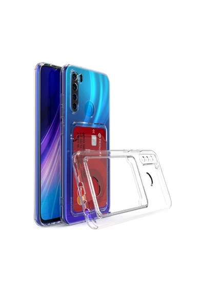 Xiaomi Redmi Note 8 Kapak Kamera Korumalı Kartlıklı Darbe Emici Şeffaf Silikon Kılıf