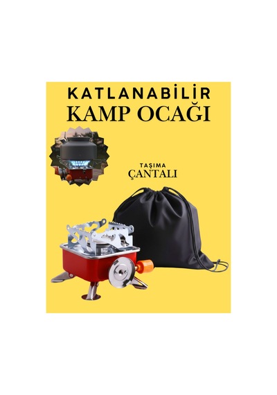 Portatif Kamp Ocağı - Tek Gözlü Manyetolu Piknik Ocağı - Kartuşlu Mini Ocak - Kırmızı Kırmızı