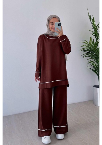Kahijab Biye Detay Merserize Takım - Kahverengi Kahverengi