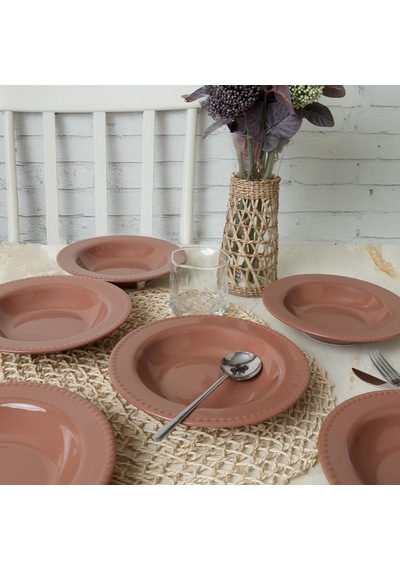 Kahverengi Bella Yemek Tabağı 21 Cm 6 Adet 605 Çok Renkli