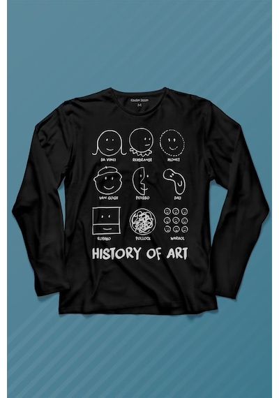History Of Art Monet Dali Da Vinci Uzun Kollu Tişört Baskılı T-shirt 001