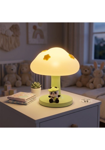 Margo Toys Sevimli Tavşan - Panda Figürlü Bulut - Masa ve Çocuk Odası Gece Lambası Açık Yeşil