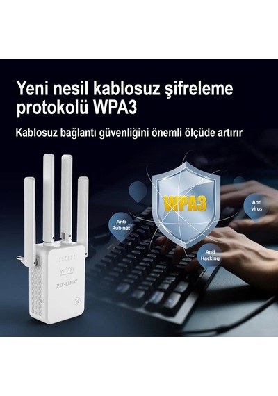 Pıxlınk Wr47d4q Wifi Repeater Router Access Point 300 Mbps Beyaz