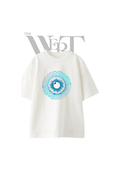 Thewert Siber Goz Tasarım Baskılı Ünisex Beyaz Oversize T-shirt