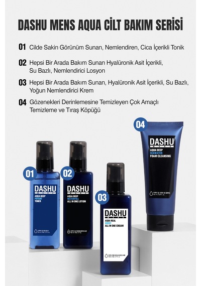 Hyalüronik Asitli Hepsi Bir Arada Bakım Losyonu Dashu Mens Aqua Deep Waterfull All İn One Lotion