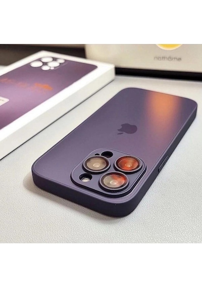 Apple Uyumlu iPhone A-G Glass Case Derin Mor