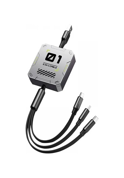 3in1 100w Geri Çekilebilir Hızlı Şarj Kablosu 120cm Usb To Ty